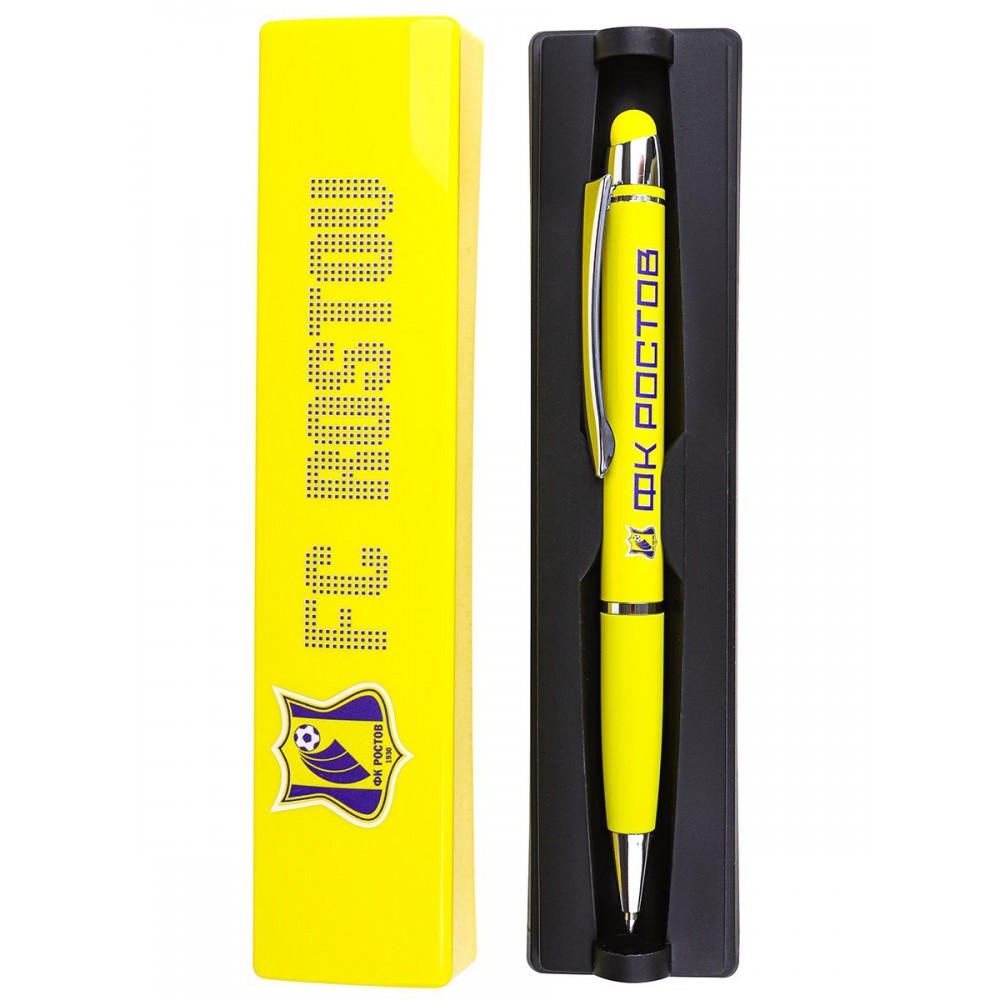 Ручка шариковая в пластиковой коробке (желтая)